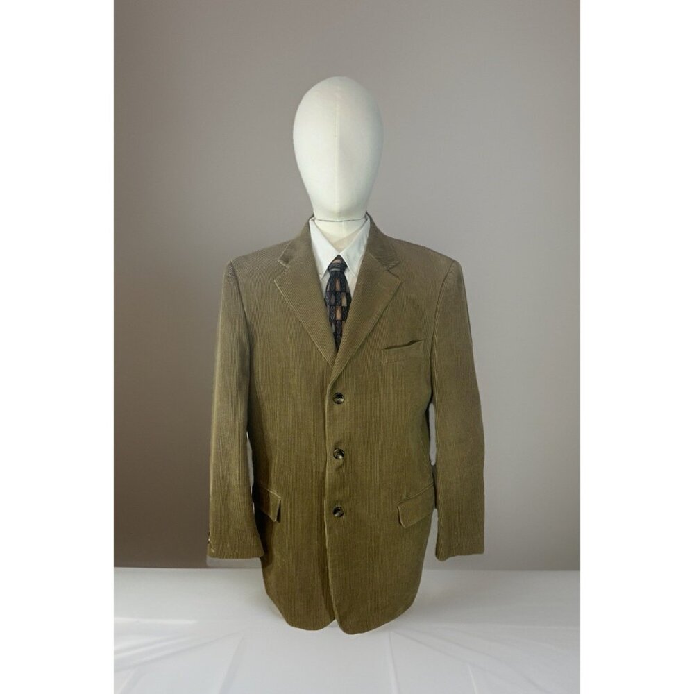 Metro Club Collection Men's Size 42 R Brown Tan Corduroy Blazer Unvented jacket